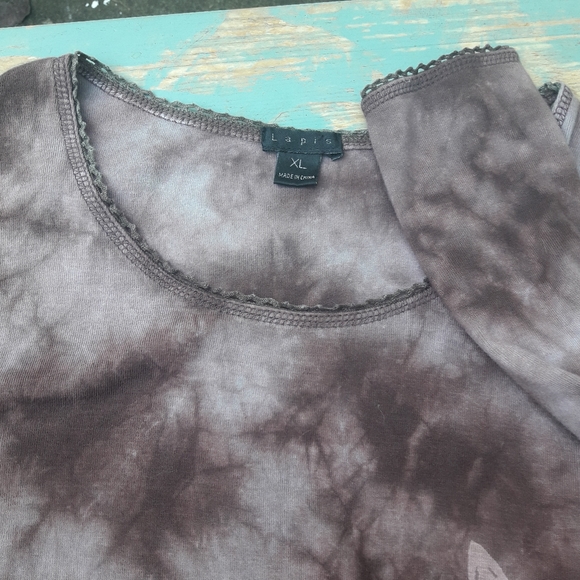 Long Sleeve Tee Shirt Y2K Fun Fun Swirl Dyed Graphic Tee Crystal Imprint Design - Picture 8 of 16